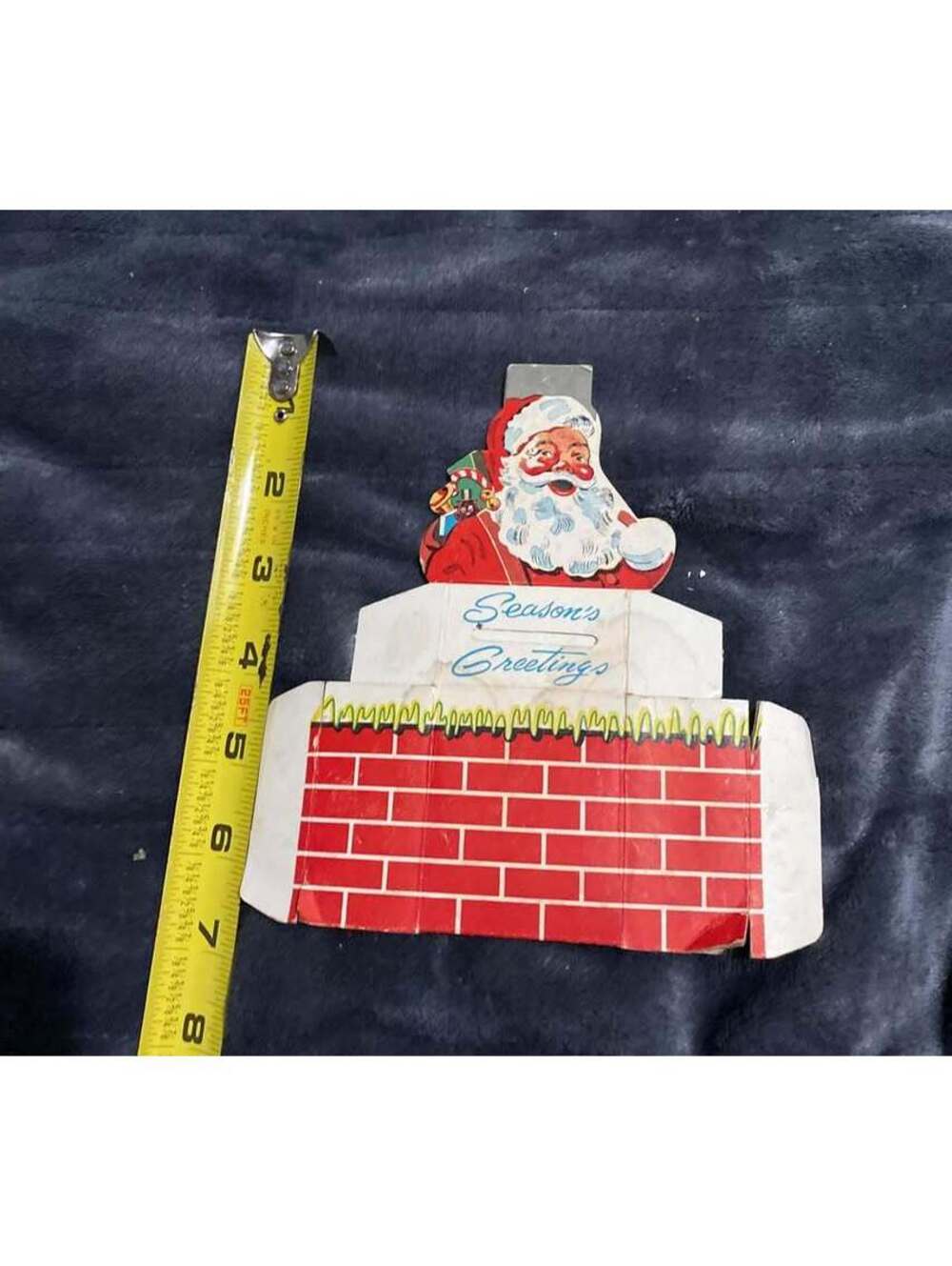 Vintage Santa Chimney Christmas Club Bank cardboard advertising Joliet Illinois